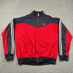 Vtg Fred Perry Sportswear Jacket Mens Size XL Blue Red Track Full Zip Stripe